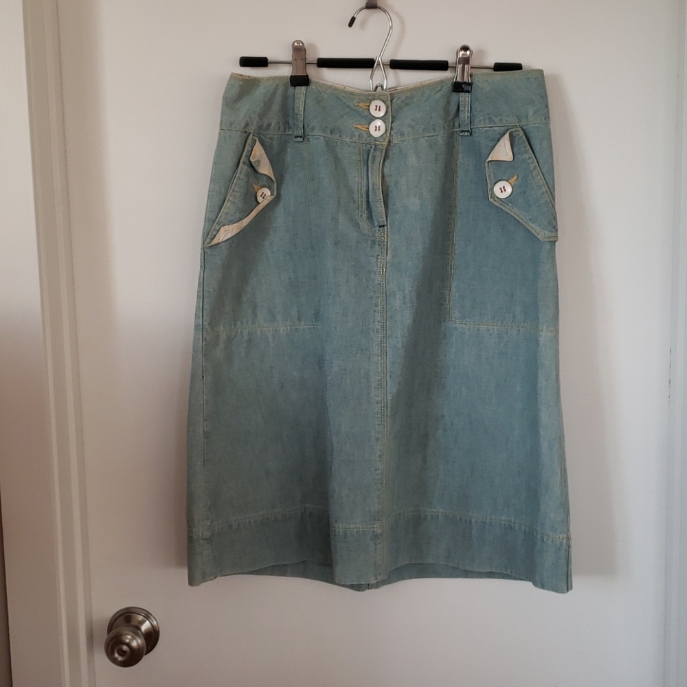 VINTAGE FRESH INK RIGID DENIM SKIRT